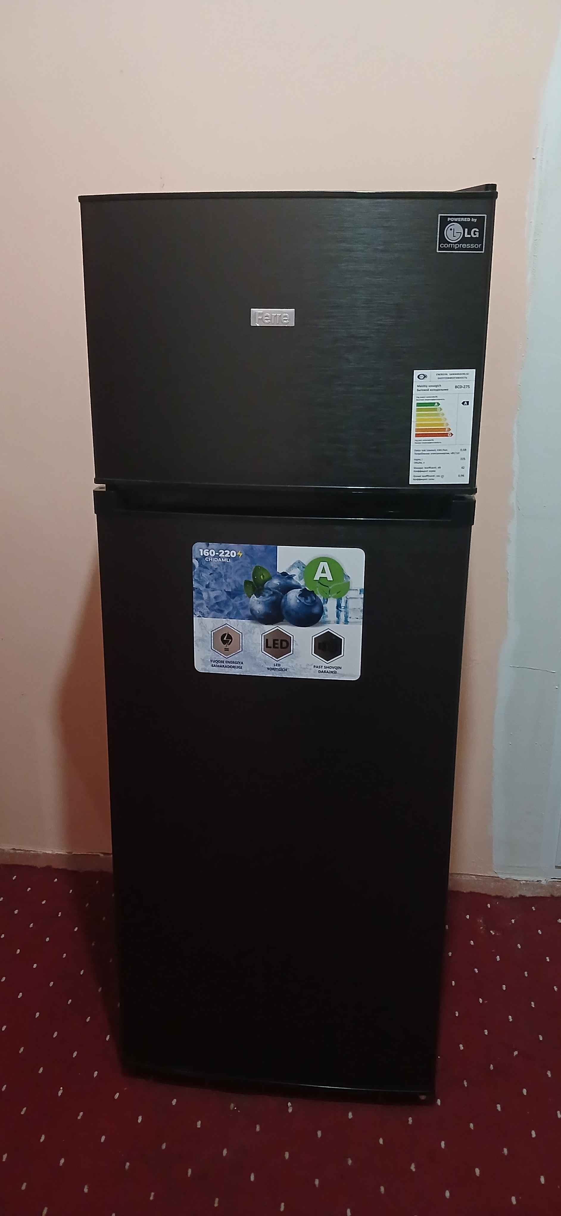 Холодильник Ferre BCD-275, 225 л, 2 камеры, компрессор LG, Defrost, 3 цвета