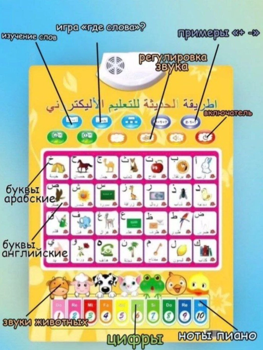O'zbek,rus va arab tilidagi alifbo,harf va raqamlarning interaktiv gapiruvchi trenajyori