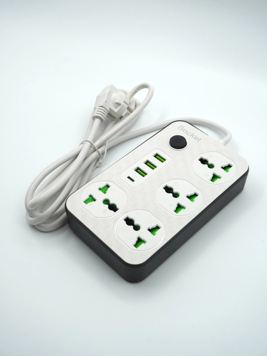 Удлинитель 2000W c USB-A и Type-C (PD), с выключателем и защитой для детей - 