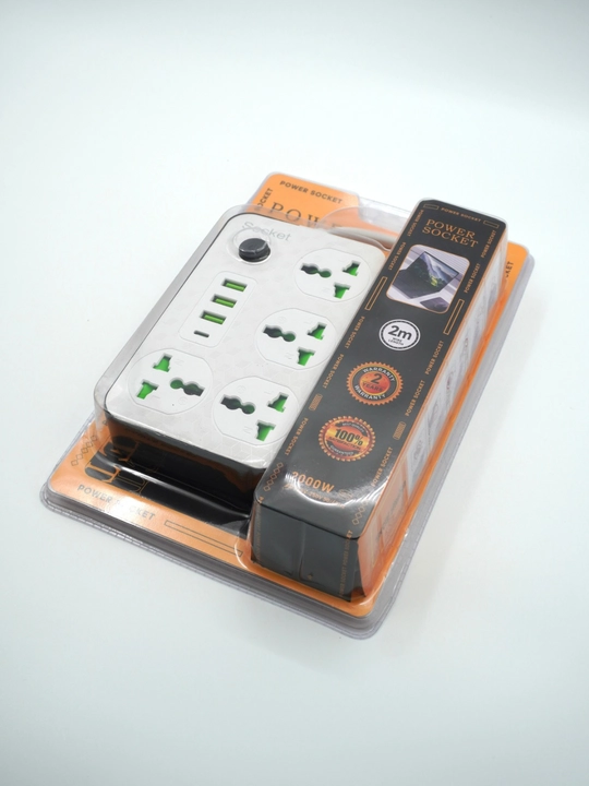 Удлинитель 2000W c USB-A и Type-C (PD), с выключателем и защитой для детей