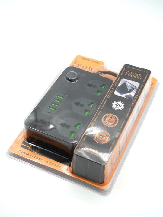 Удлинитель 2000W c USB-A и Type-C (PD), с выключателем и защитой для детей