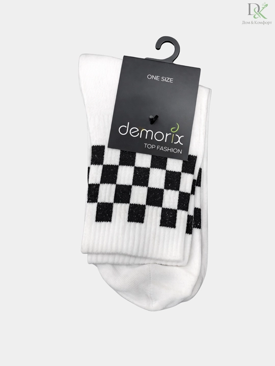 Хлопковые носки Demorix, шахматный дизайн, повседневные, дышащие, универсальный размер 38–43