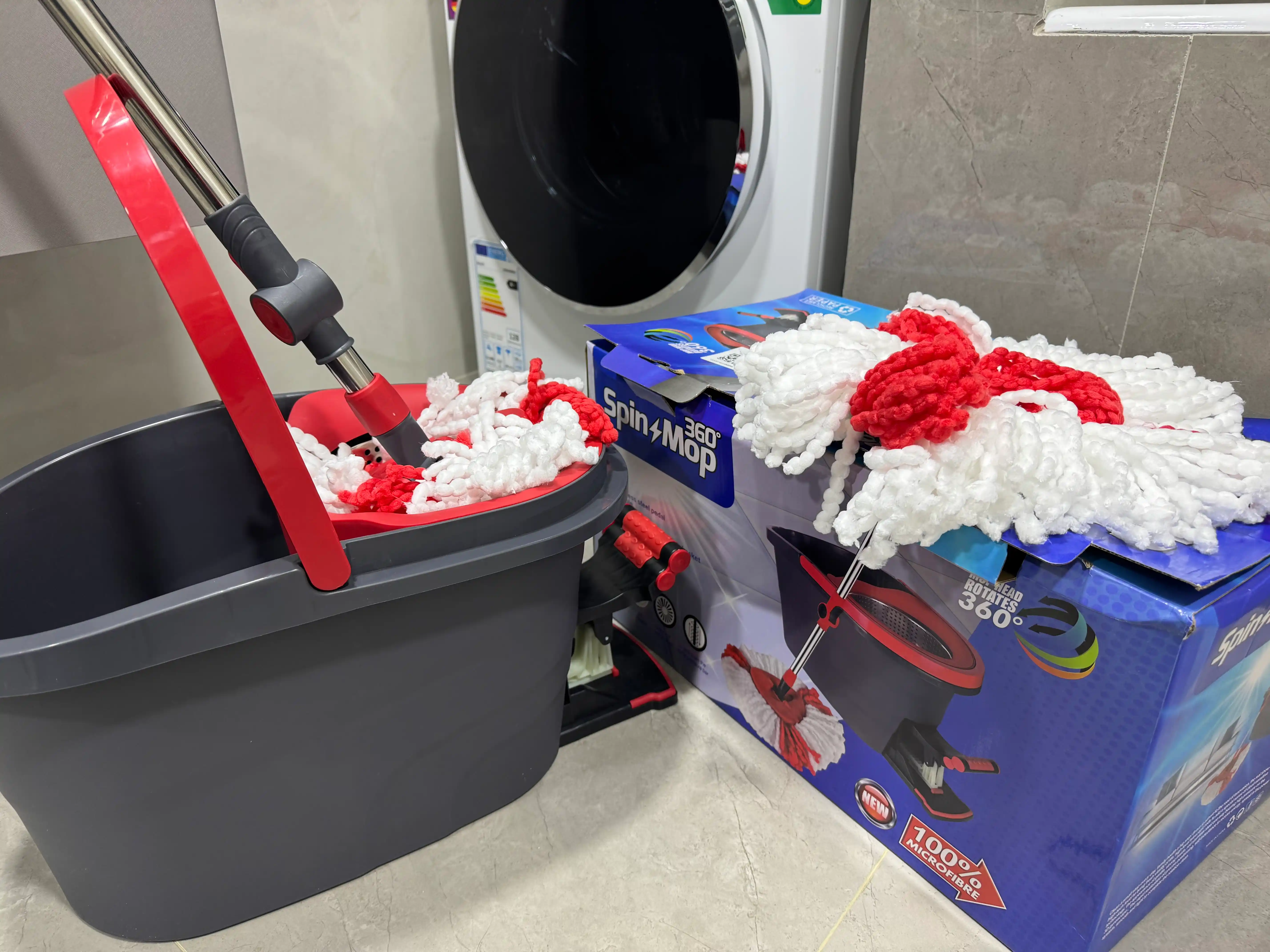 Spin MOP Turbo Smart chelak shvabra, aylanadigan, nam tozalash uchun, mikrofiberli