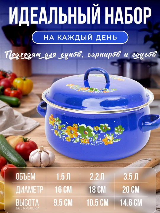 Набор кастрюль, для кухни, глазурь