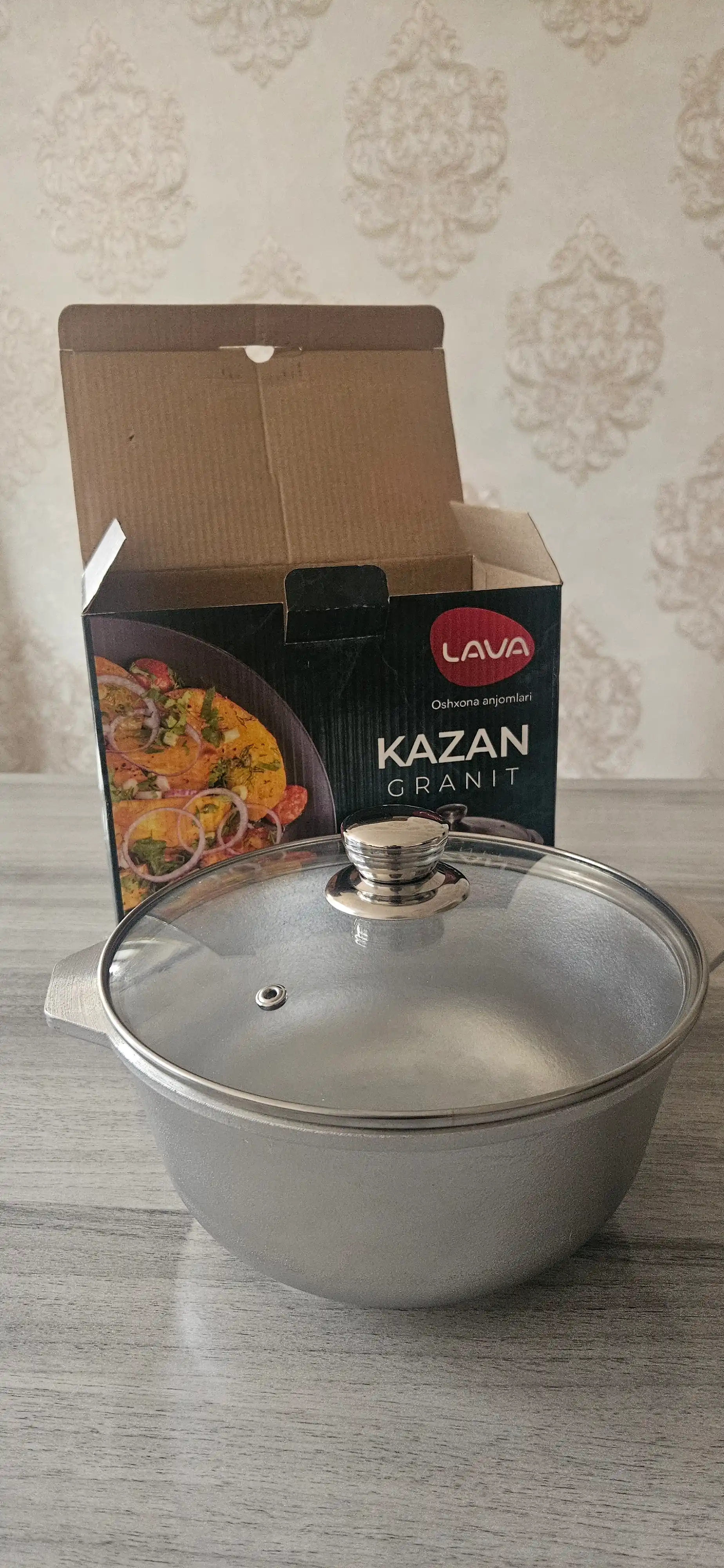 Казан алюминиевый, со стеклянной крышкой, 3 л