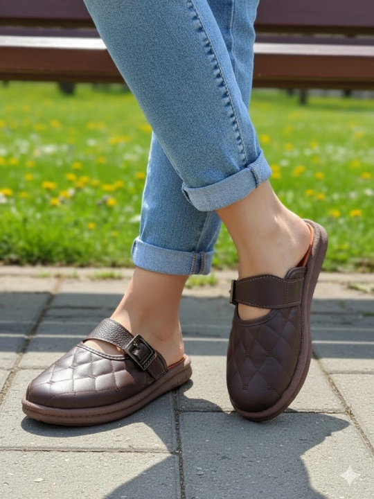 Мюли женские из эко-кожи, стеганый дизайн 37-41  - 