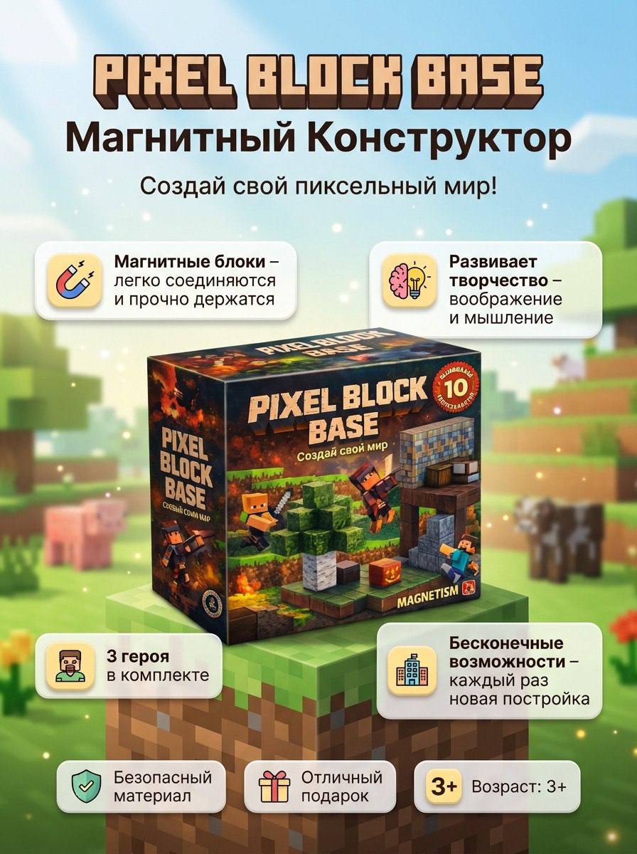 Minecraft magnitli konstruktori + sovg'aga o'yin - 