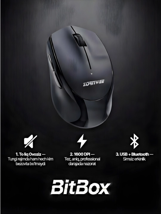 Simsiz sichqoncha USB Bluetooth Wireless Mouse, sensorli