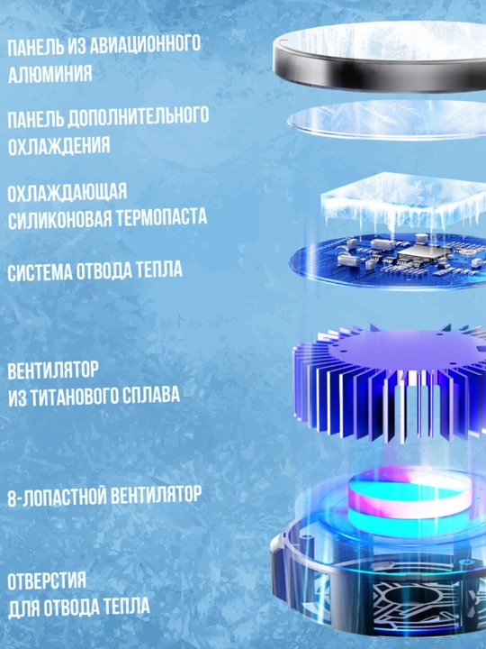 Android IOS smartfoni uchun Peltier Element DY16 bilan magnitli sovutgich ventilyatori