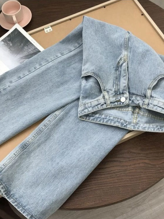 Ayollar uchun baland belli mom jeans – turli rangdagi denim shimlar, jinsi shimlar