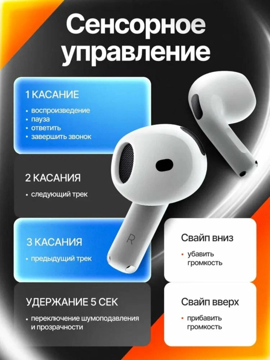 Simsiz quloqchin – ANC shovqin to‘suvchi, iOS va Android uchun, sensorli