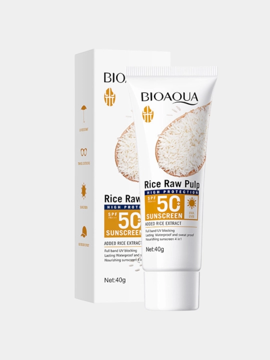 BIOAQUA - guruch ekstrakti asosidagi quyoshdan himoyalovchi krem ​​40 g SPF50+ PA+++