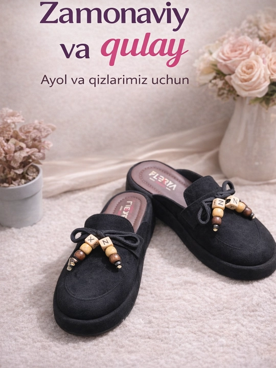 Kundalik kiyish uchun qulay, ayollar uchun zamsh shippaklari