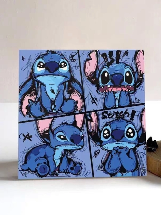 Stitch для раскрашивания, на холсте, с красками и кистями - 