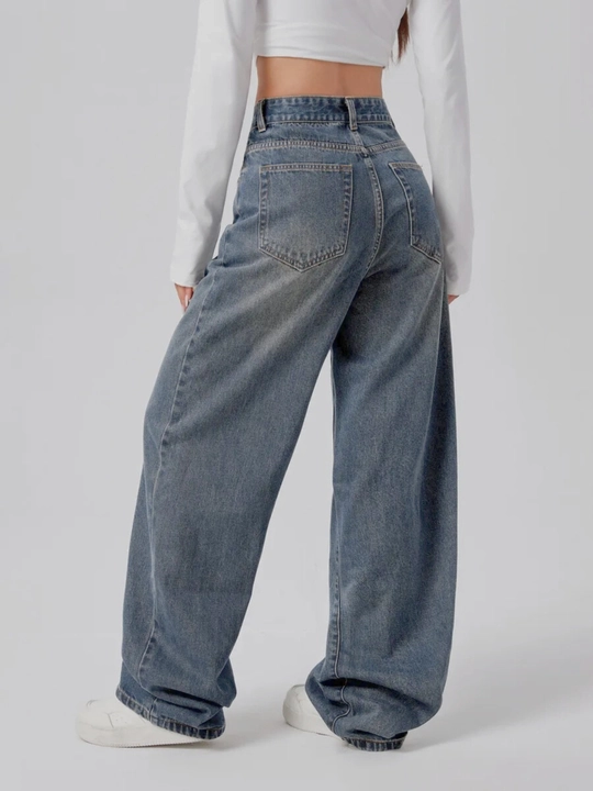 Ayollar uchun Baggy Y2K jinsi shimlar, paxtadan tikilgan, keng fason, yuqori bel, XS-2XL