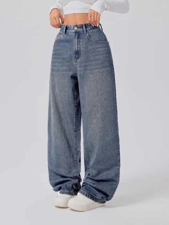 Ayollar uchun Baggy Y2K jinsi shimlar, paxtadan tikilgan, keng fason, yuqori bel, XS-2XL