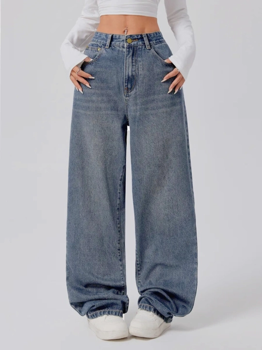Ayollar uchun Baggy Y2K jinsi shimlar, paxtadan tikilgan, keng fason, yuqori bel, XS-2XL