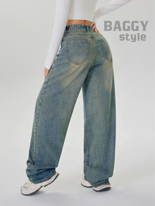 Ayollar uchun Baggy Y2K jinsi shimlar, paxtadan tikilgan, keng fason, yuqori bel, XS-2XL