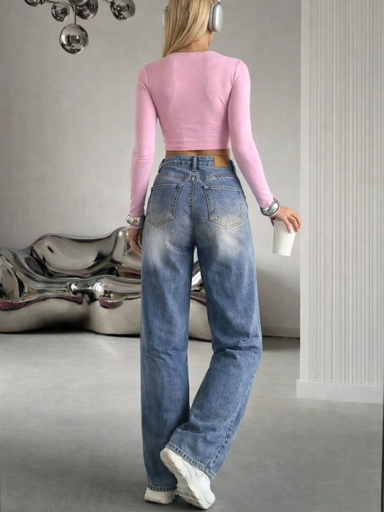 Ayollar uchun Baggy Y2K jinsi shimlar, paxtadan tikilgan, keng fason, yuqori bel, XS-2XL