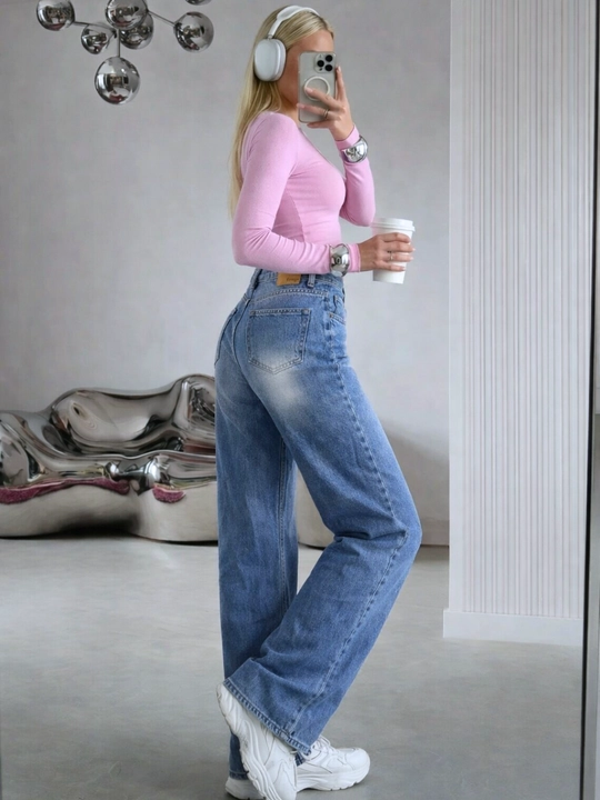 Ayollar uchun Baggy Y2K jinsi shimlar, paxtadan tikilgan, keng fason, yuqori bel, XS-2XL