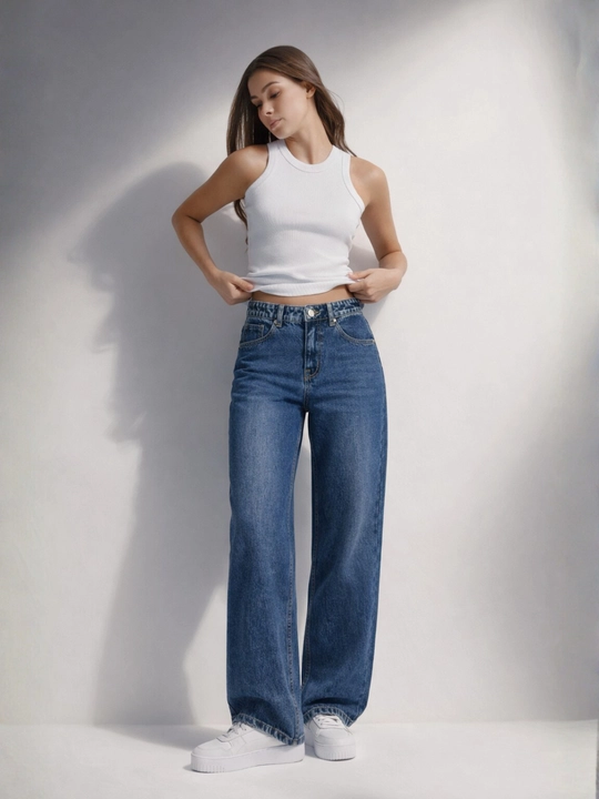 Ayollar uchun Baggy Y2K jinsi shimlar, paxtadan tikilgan, keng fason, yuqori bel, XS-2XL