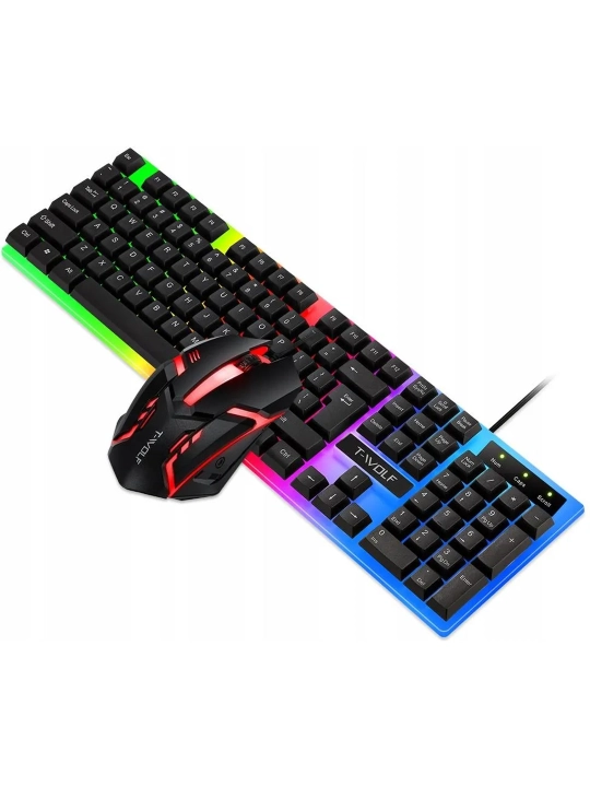 T-Wolf RGB yoritilgan simli geymer klaviatura