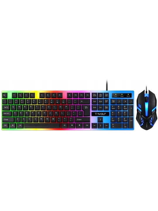 T-Wolf RGB yoritilgan simli geymer klaviatura