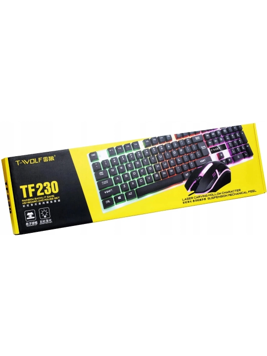 T-Wolf RGB yoritilgan simli geymer klaviatura