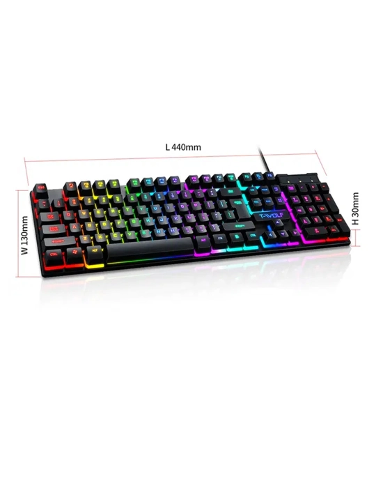 T-Wolf RGB yoritilgan simli geymer klaviatura - 