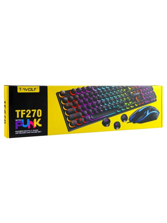 T-Wolf RGB yoritilgan simli geymer klaviatura