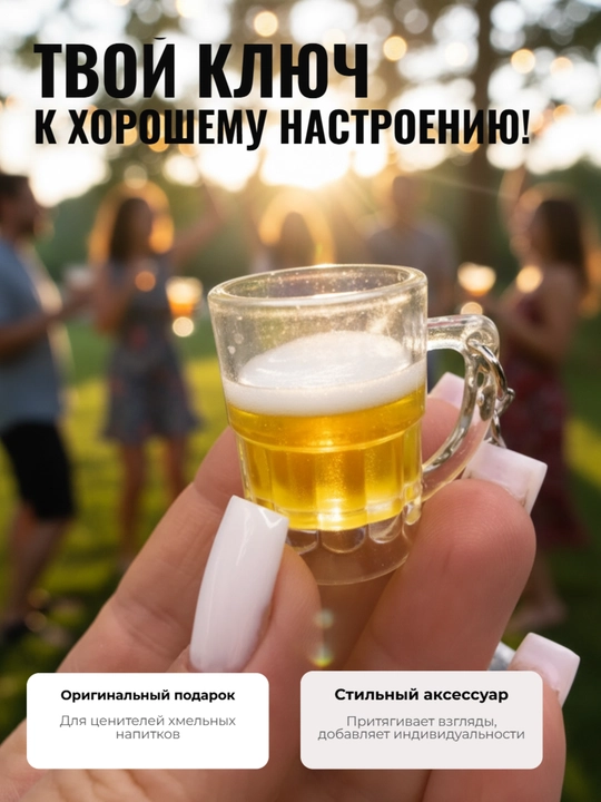 Брелок на ключи пивная кружка 2 шт
