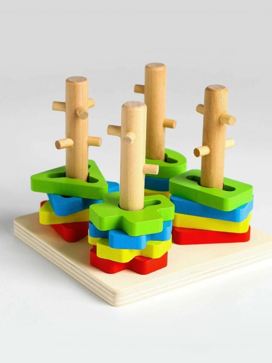Montessori yog‘och geometrik saralagichi, kichkintoylar uchun rivojlantiruvchi o‘yinchoq  - 