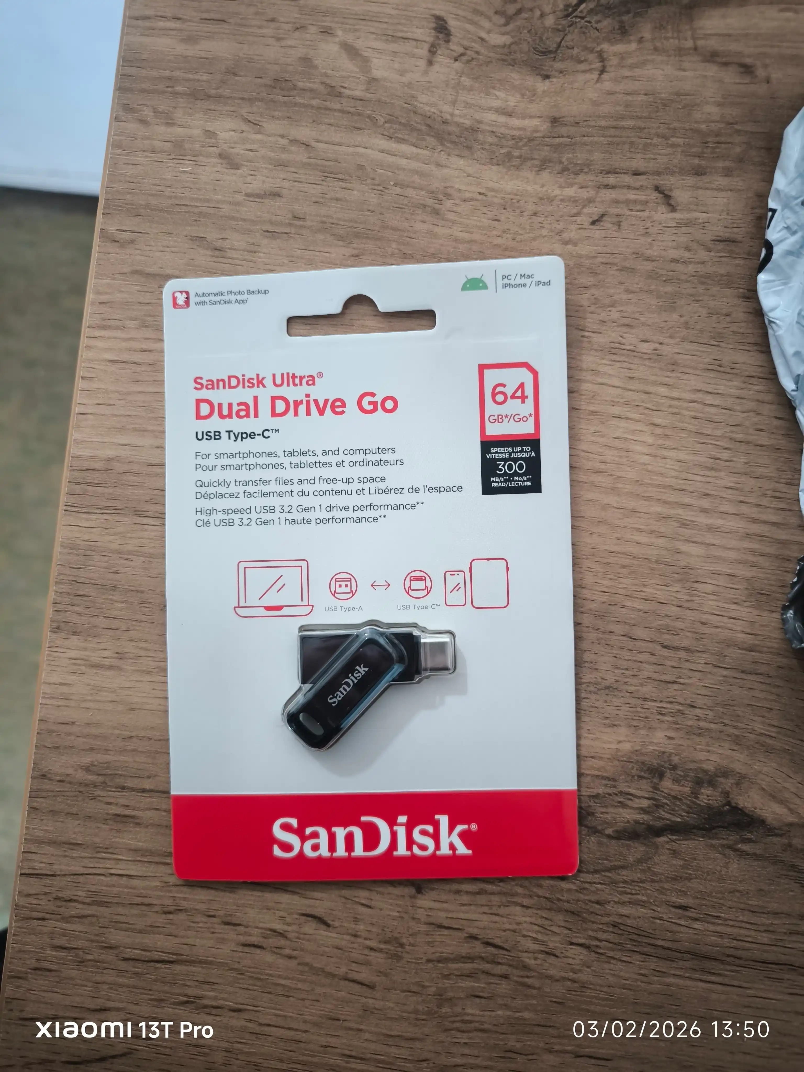 Флешка Sandisk Ultra Dual Drive, Type-C, 32/64/128/256/512 GB, 400 Mb/s, Usb 3.2