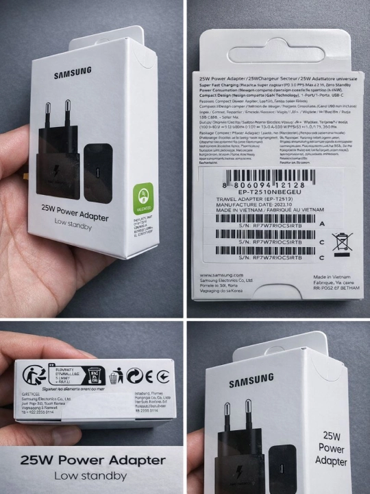 Samsung 25W Type-С zaryadchik, adapter Fast Charging - Tezkor zaryadlash