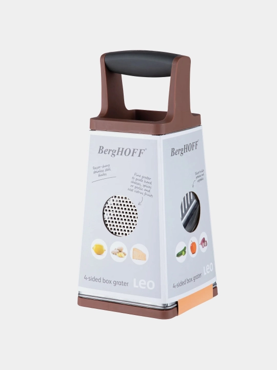 Тёрка BergHOFF Leo 3950200, нержавеющая сталь, 4 стороны, коричневая