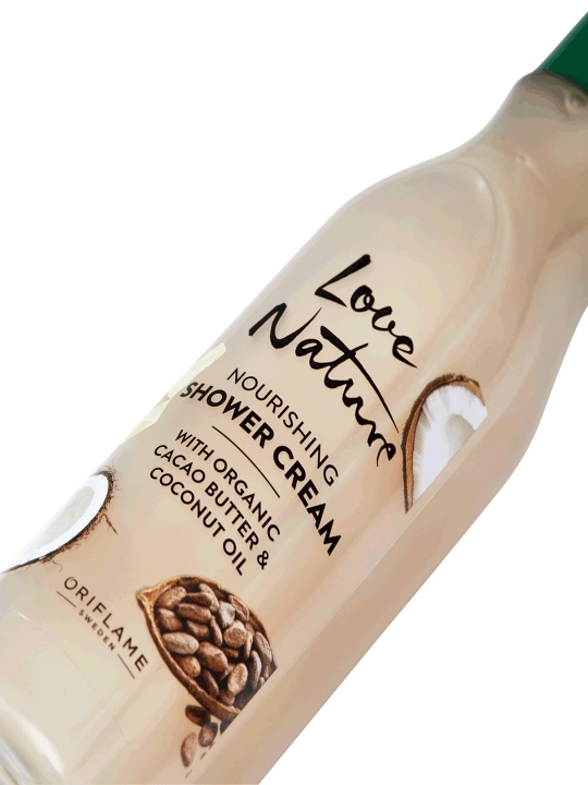Love Nature oziqlantiruvchi dush kremi, organik kakao va kokos yog'i bilan, 250 ml