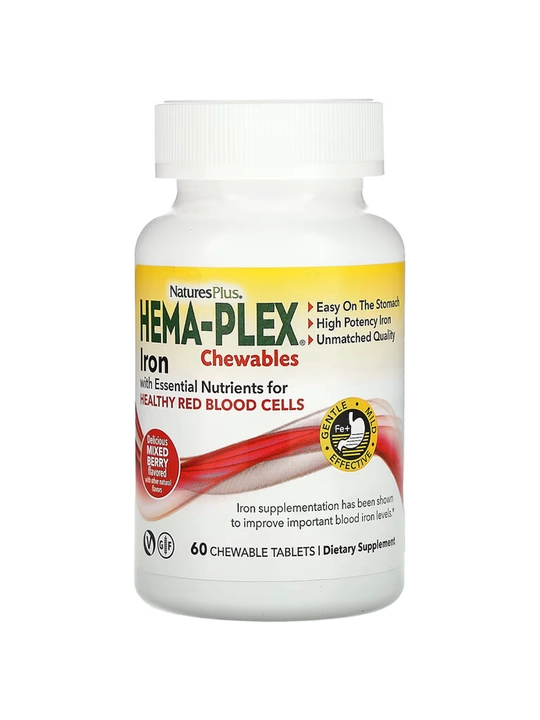 Hema-Plex, NaturesPlus, с ягодным вкусом, 60 жевательных таблеток