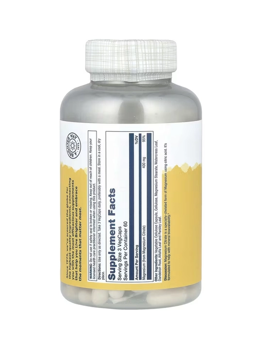 Magniy sitrat, Solaray, 400 mg, 180 kapsula