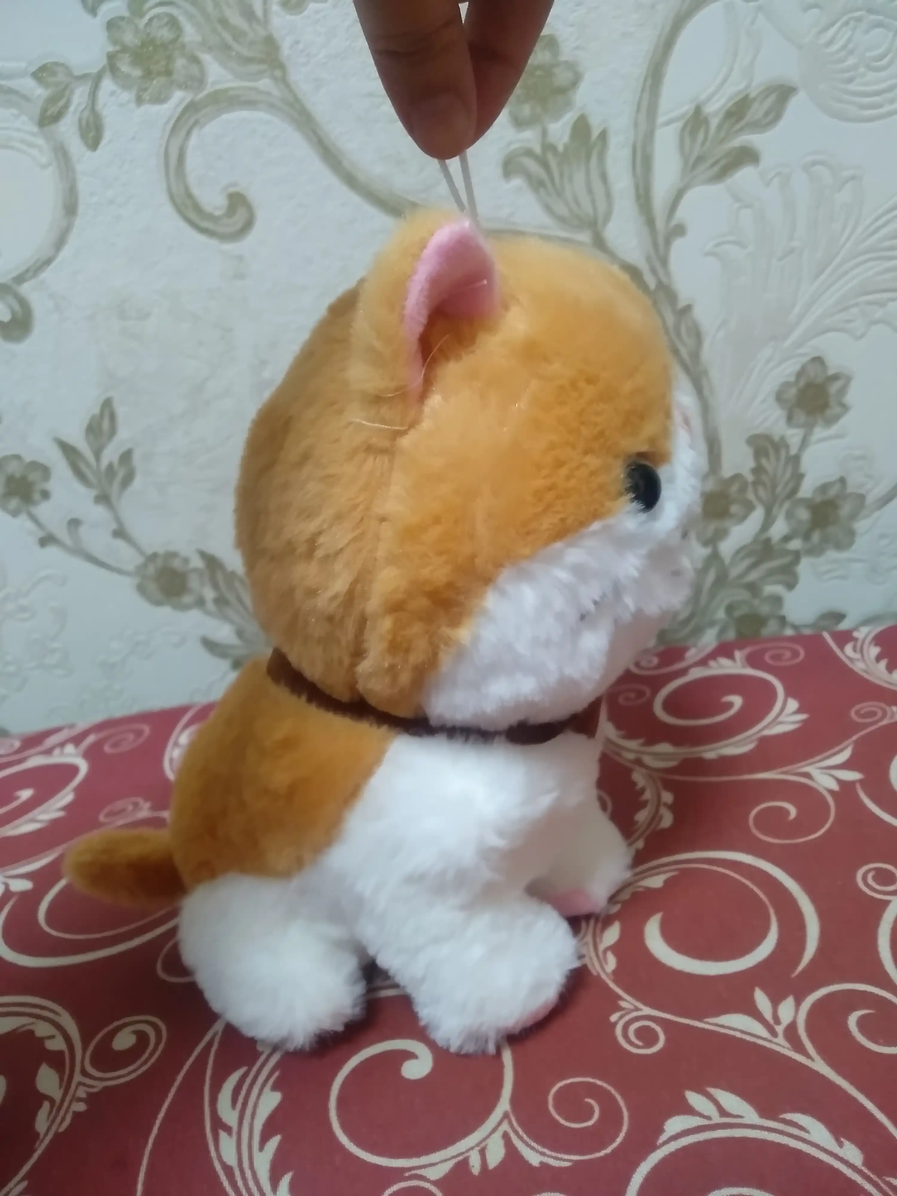 Мягкая игрушка кошка Страйп, 25 см, с декоративным ошейником