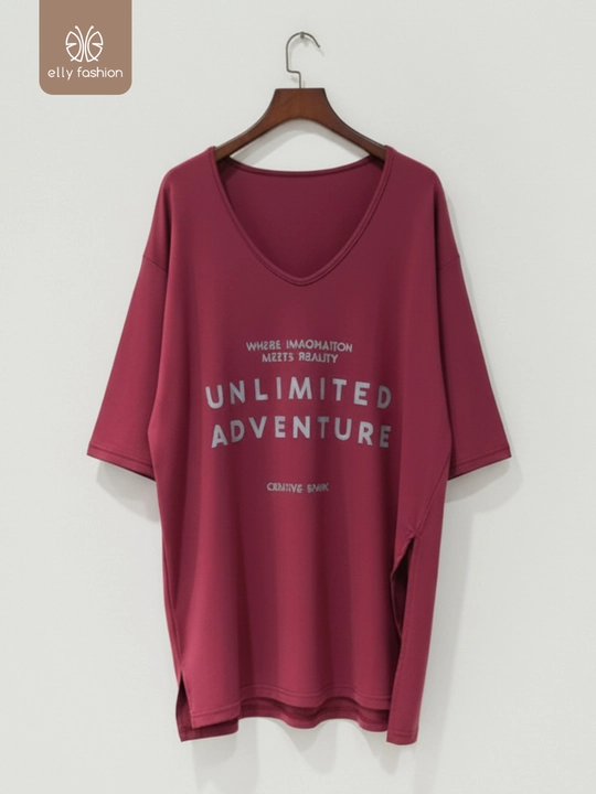Ayollar uchun printli futbolka katta o‘lchamlar – ELLY FASHION