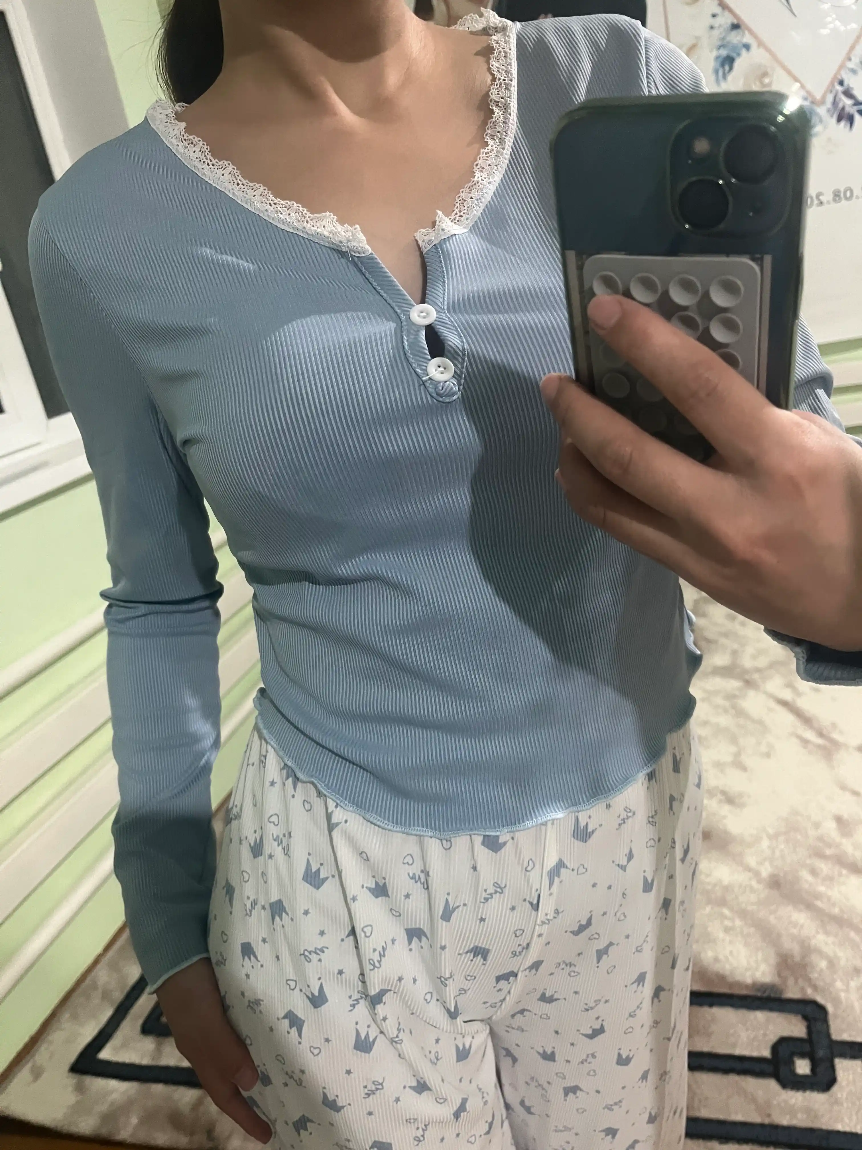 Ayollar pijamasi shim va top bilan, uy kiyimi, ayollar va qizlar uchun kiyim