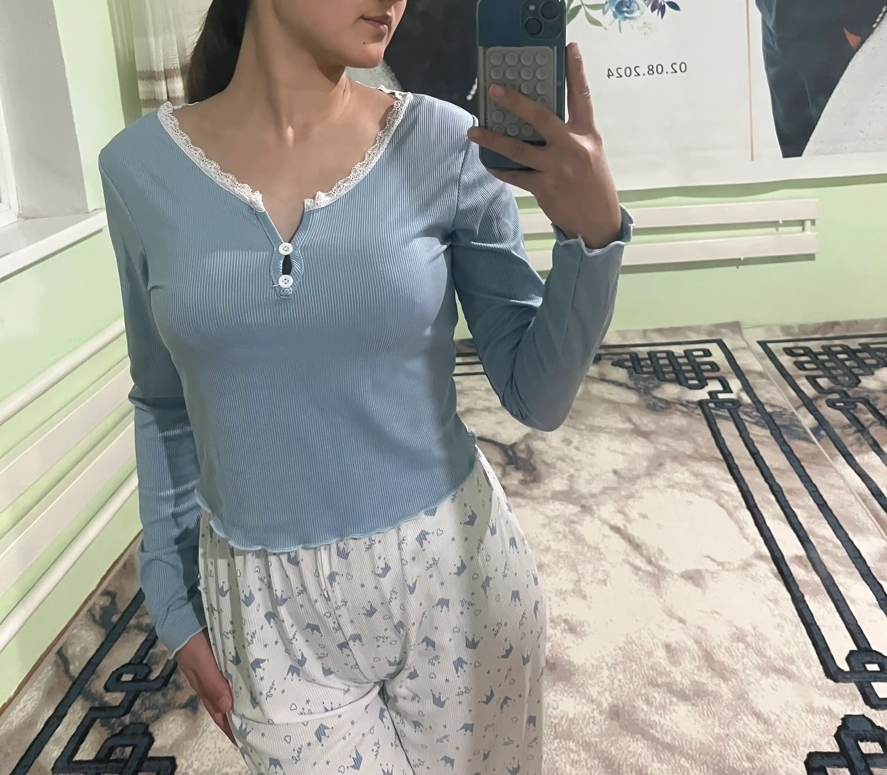 Ayollar pijamasi shim va top bilan, uy kiyimi, ayollar va qizlar uchun kiyim
