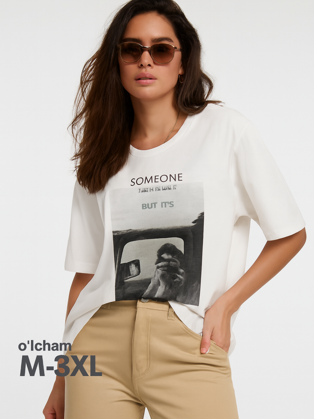 Ayollar uchun printli futbolka katta o‘lchamlar – ELLY FASHION - 