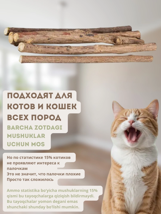 Палочки мататаби, аналог кошачьей мяты, для чистки зубов и для активной игры