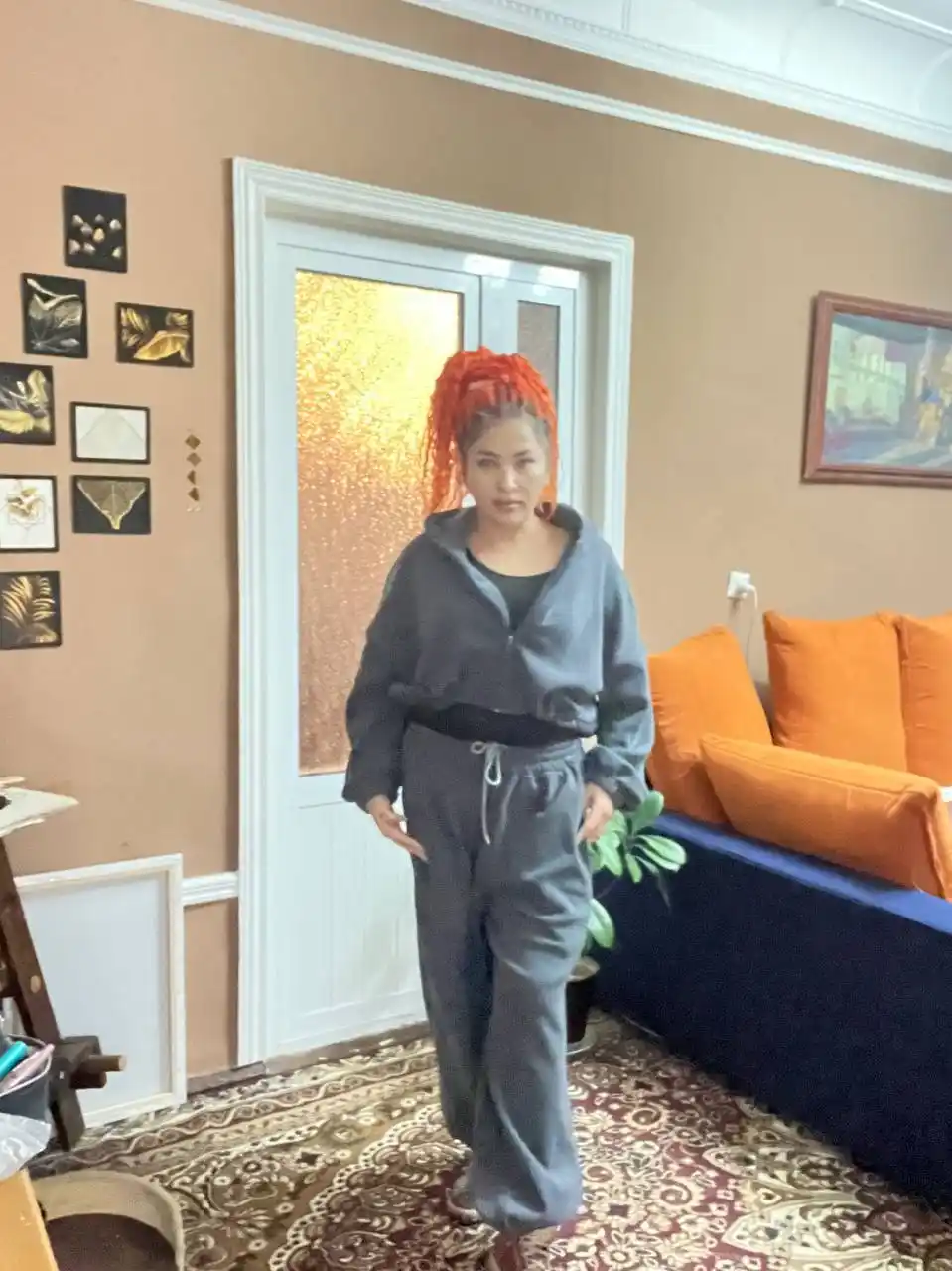 Ayollar kiyimi to'plami, flisdan shim va xudi, oversize