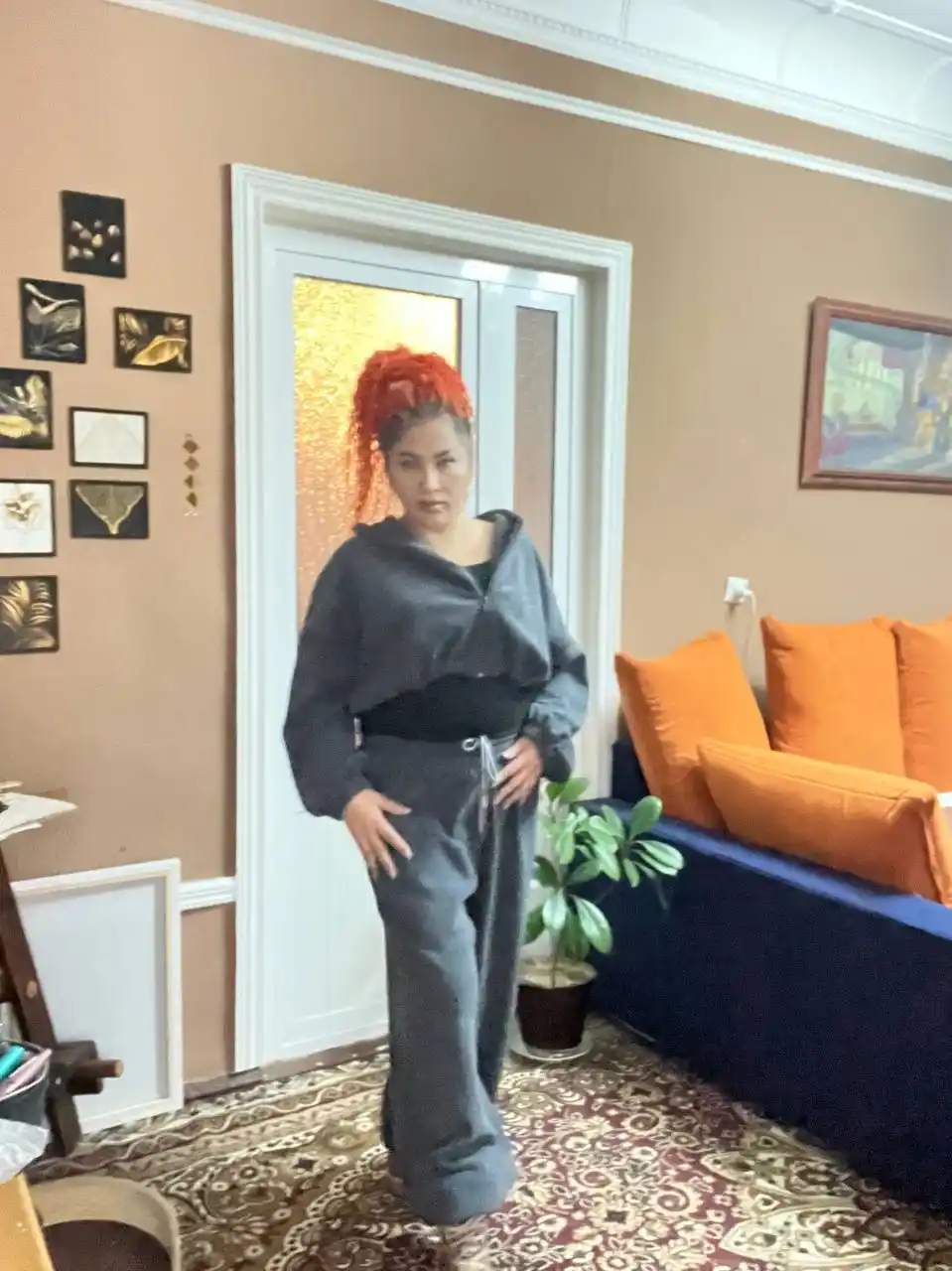 Ayollar kiyimi to'plami, flisdan shim va xudi, oversize