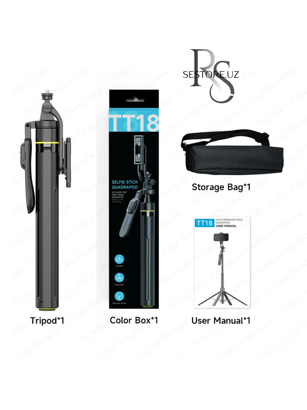 Selfi monopod TT18 telefon va kamera uchun, sozlanadigan balandlik, yengil va mustahkam