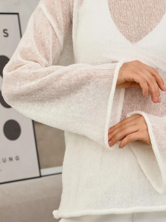 Лонгслив женский, кофта в сетку, свитер женский, oversize  для осенне - зимнего сезона