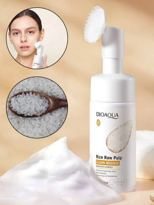 BIOAQUA пенка для умывания с рисом — мусс с щёточкой, очищение пор, осветление