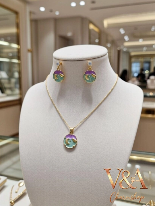 Набор женский цепочка с кулоном и серьги V&A Charmshop - 